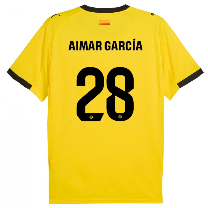 Danxen Criança Camisola Aimar García #28 Amarelo Preto Alternativa 2025/26 Camisa