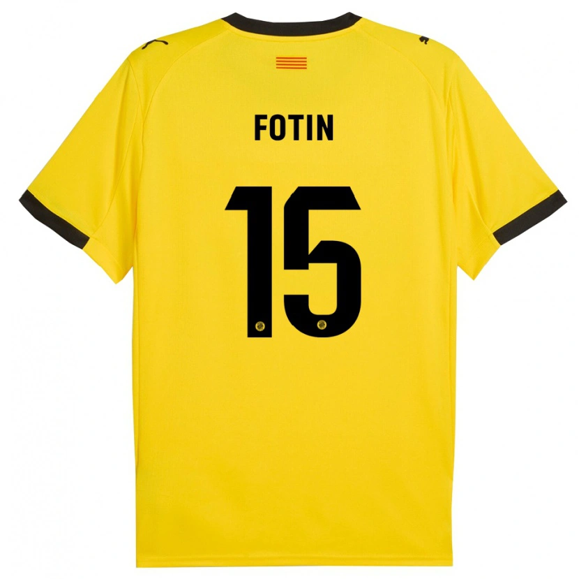 Danxen Criança Camisola Rareș Fotin #15 Amarelo Preto Alternativa 2025/26 Camisa