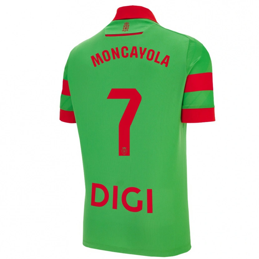 Danxen Criança Camisola Jon Moncayola #7 Verde Vermelho Alternativa 2025/26 Camisa