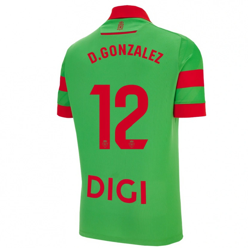 Danxen Criança Camisola Dani González #12 Verde Vermelho Alternativa 2025/26 Camisa