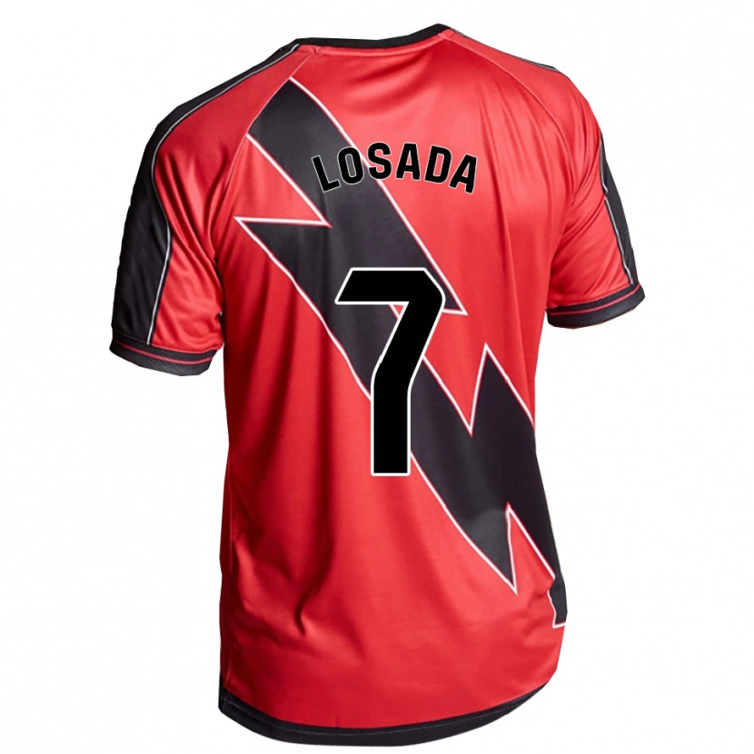 Danxen Criança Camisola Juan Losada #7 Vermelho Preto Alternativa 2025/26 Camisa