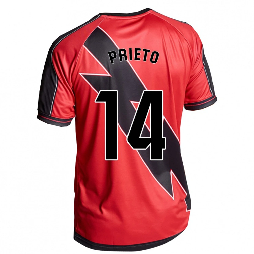 Danxen Criança Camisola Pablo Prieto #14 Vermelho Preto Alternativa 2025/26 Camisa