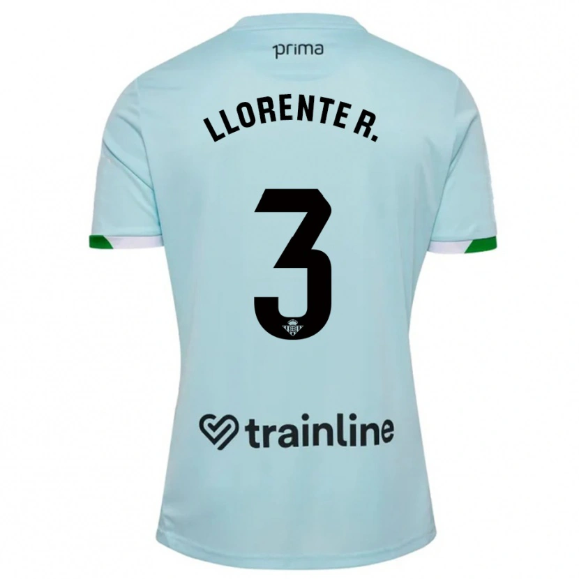 Danxen Criança Camisola Diego Llorente #3 Azul Celeste Verde Alternativa 2025/26 Camisa