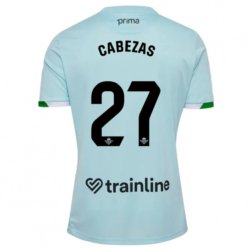 Danxen Criança Camisola Ángela Cabezas #27 Azul Celeste Verde Alternativa 2025/26 Camisa