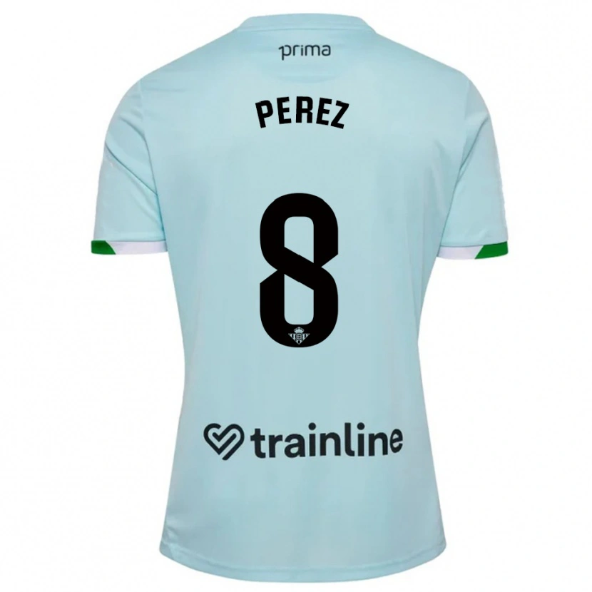 Danxen Criança Camisola Dani Pérez #8 Azul Celeste Verde Alternativa 2025/26 Camisa