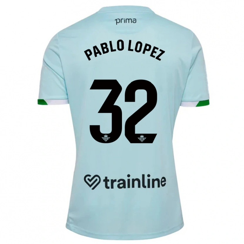 Danxen Criança Camisola Pablo López #32 Azul Celeste Verde Alternativa 2025/26 Camisa