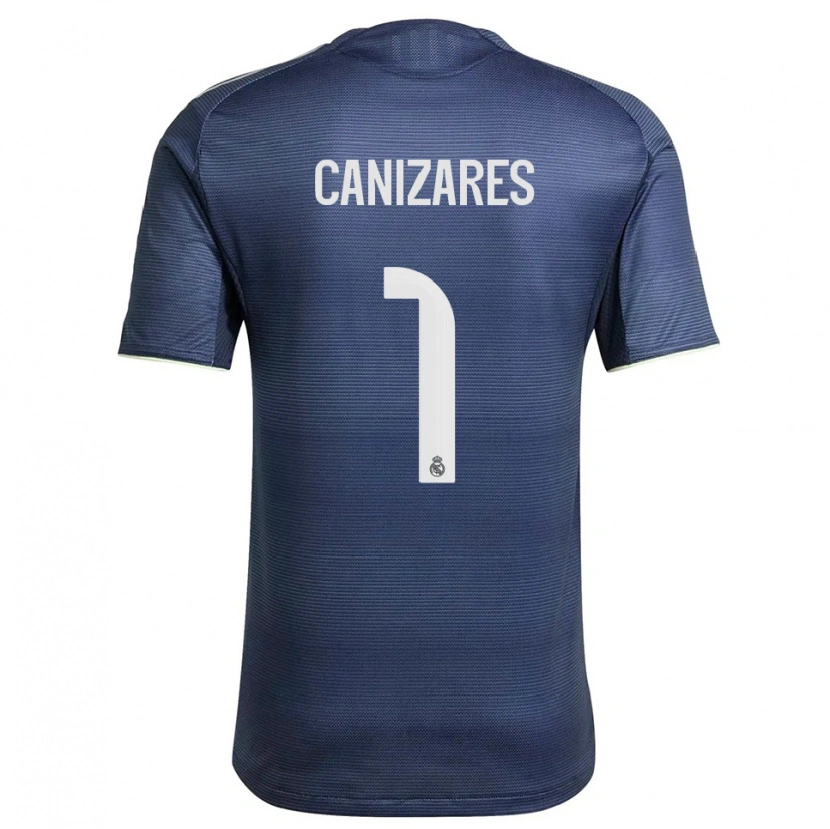 Danxen Criança Camisola Lucas Canizares #1 Azul Marinho Prata Alternativa 2025/26 Camisa