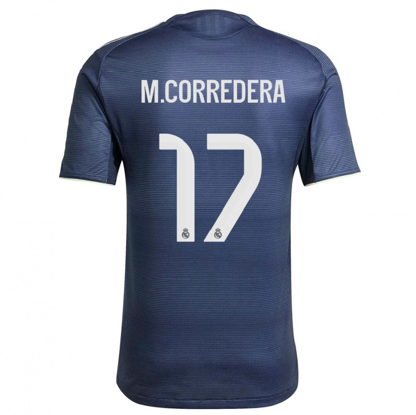 Danxen Criança Camisola Marta Corredera #17 Azul Marinho Prata Alternativa 2025/26 Camisa