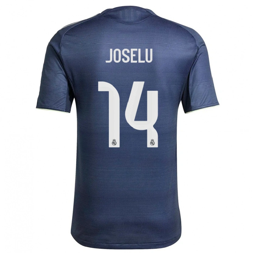Danxen Criança Camisola Joselu #14 Azul Marinho Prata Alternativa 2025/26 Camisa