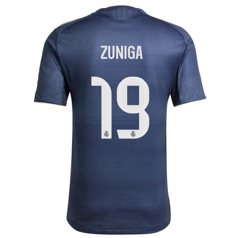 Danxen Criança Camisola Loren Zúñiga #19 Azul Marinho Prata Alternativa 2025/26 Camisa