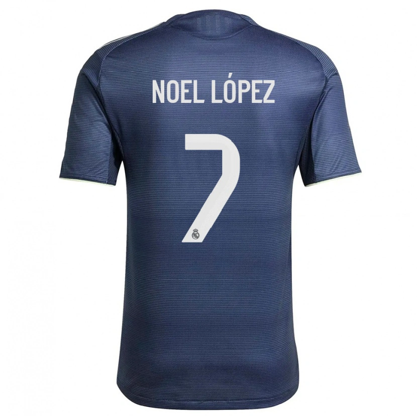 Danxen Criança Camisola Noel López #7 Azul Marinho Prata Alternativa 2025/26 Camisa