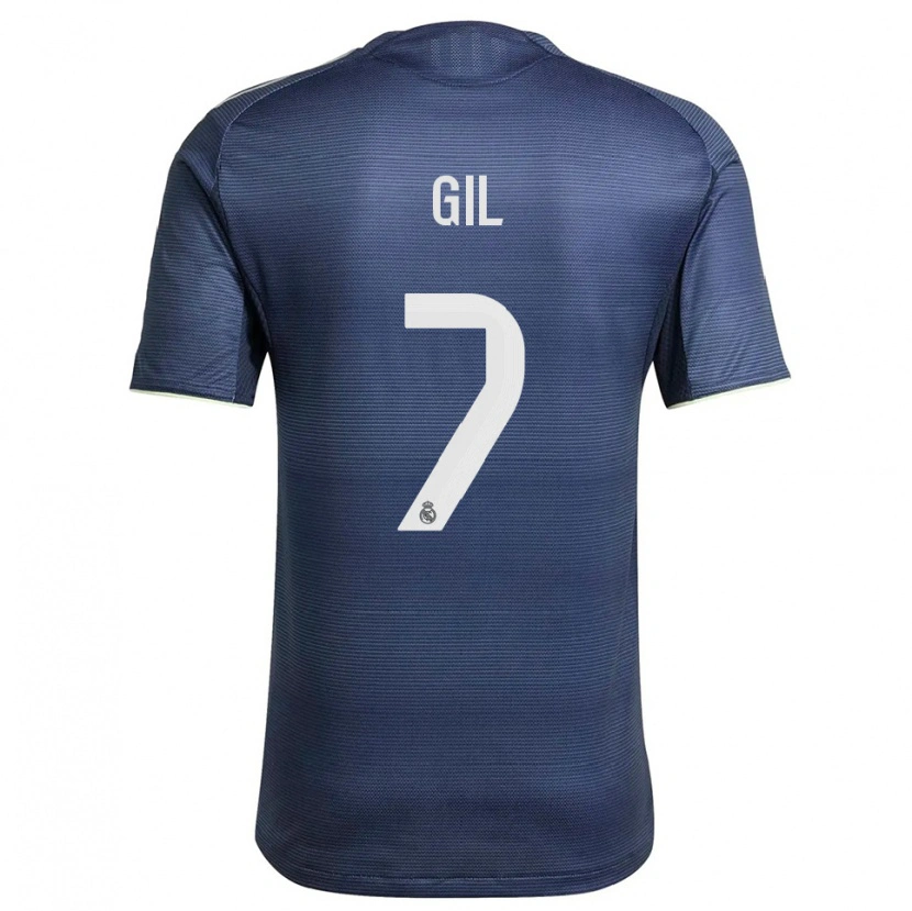 Danxen Criança Camisola Iker Gil #7 Azul Marinho Prata Alternativa 2025/26 Camisa