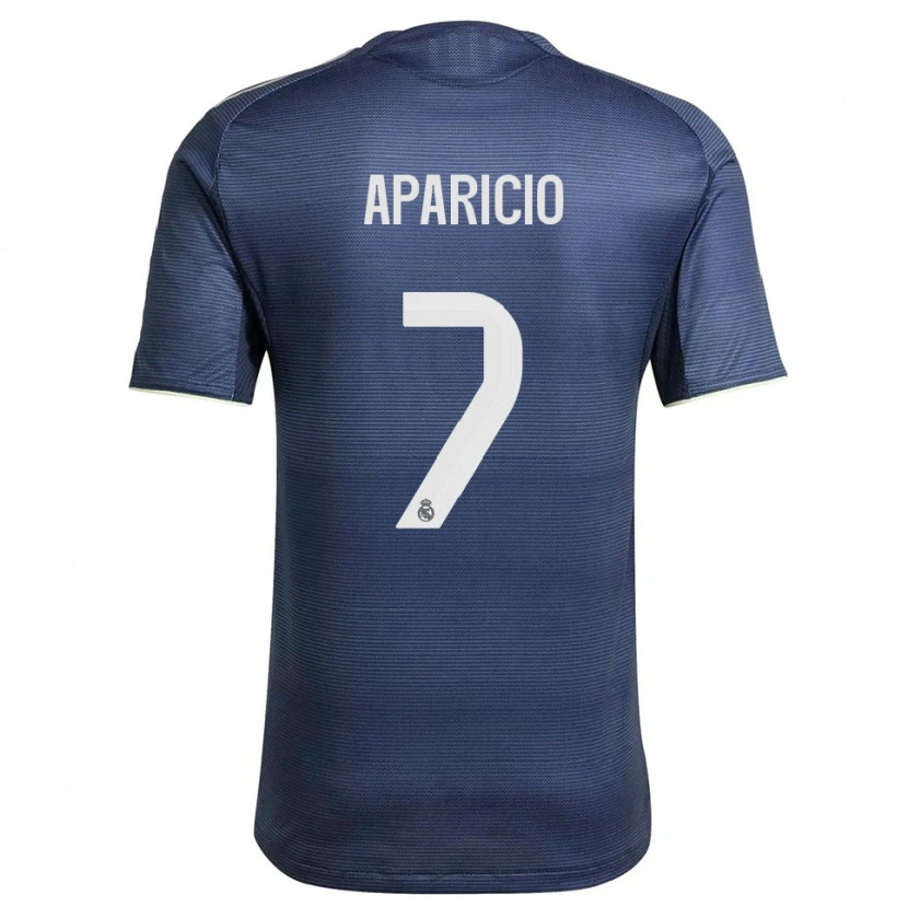 Danxen Criança Camisola Esteban Aparicio #7 Azul Marinho Prata Alternativa 2025/26 Camisa