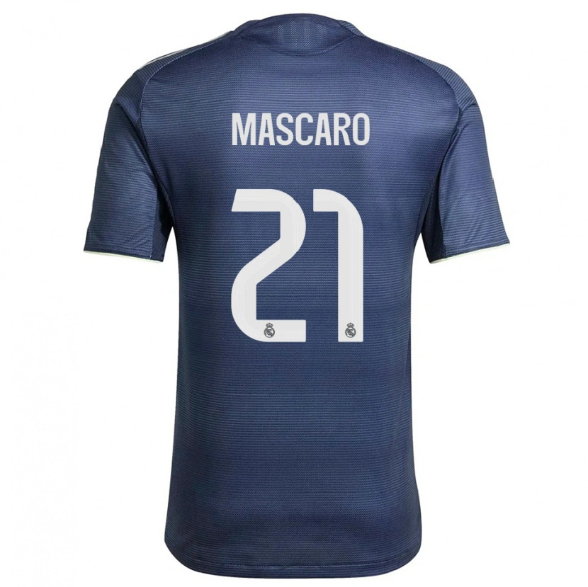 Danxen Criança Camisola Joan Mascaró #21 Azul Marinho Prata Alternativa 2025/26 Camisa