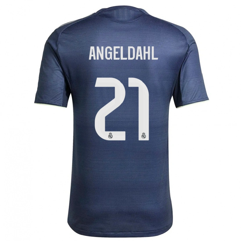 Danxen Criança Camisola Filippa Angeldahl #21 Azul Marinho Prata Alternativa 2025/26 Camisa