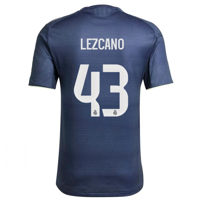 Danxen Criança Camisola Álvaro Lezcano #43 Azul Marinho Prata Alternativa 2025/26 Camisa