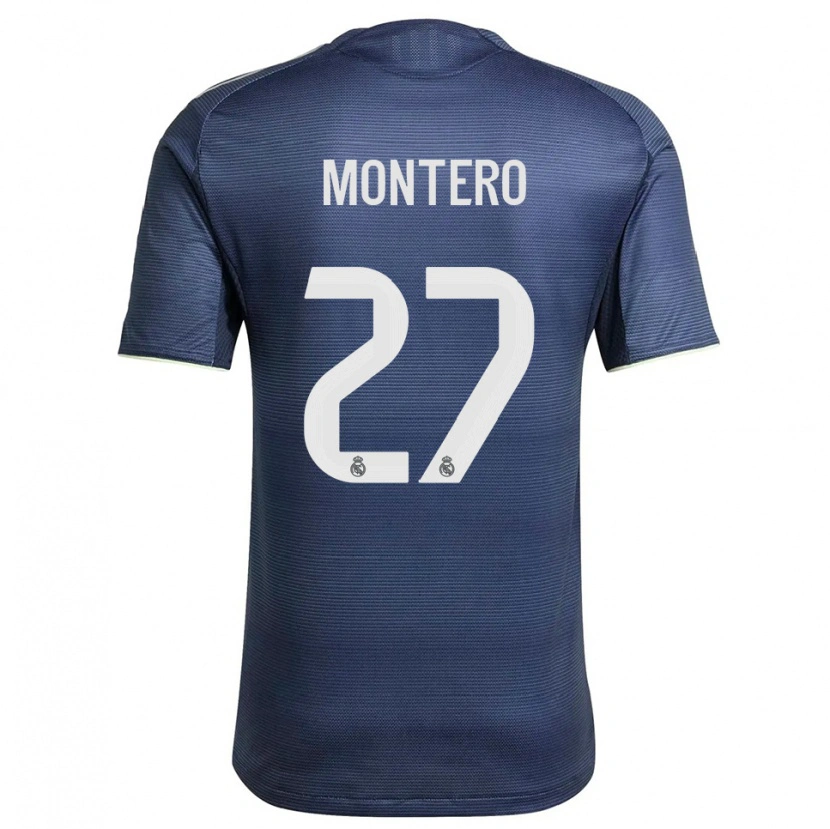 Danxen Criança Camisola Pablo Montero #27 Azul Marinho Prata Alternativa 2025/26 Camisa
