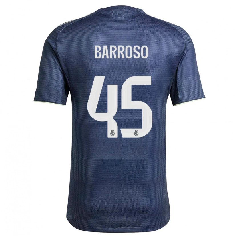 Danxen Criança Camisola Jaime Barroso #45 Azul Marinho Prata Alternativa 2025/26 Camisa