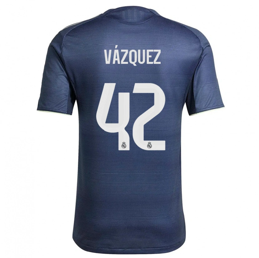 Danxen Criança Camisola Erik Vázquez #42 Azul Marinho Prata Alternativa 2025/26 Camisa
