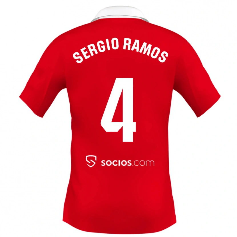Danxen Criança Camisola Sergio Ramos #4 Vermelho Branco Cinza Alternativa 2025/26 Camisa