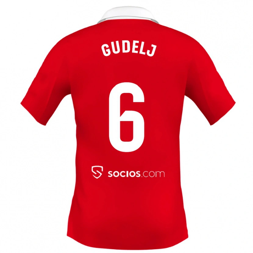 Danxen Criança Camisola Nemanja Gudelj #6 Vermelho Branco Cinza Alternativa 2025/26 Camisa