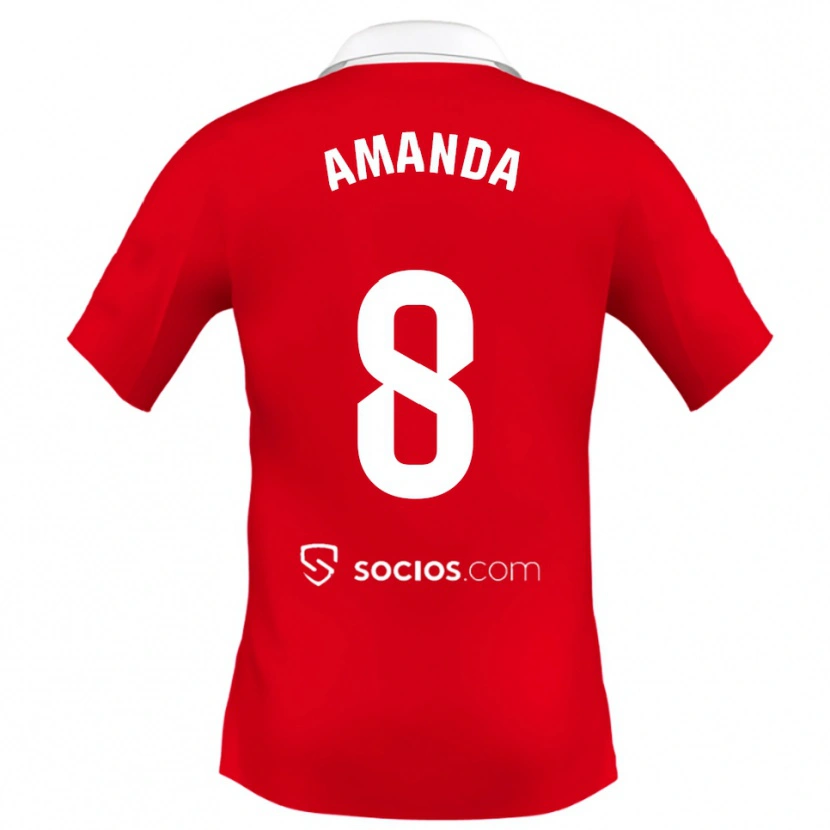 Danxen Criança Camisola Amanda Sampedro Bustos #8 Vermelho Branco Cinza Alternativa 2025/26 Camisa