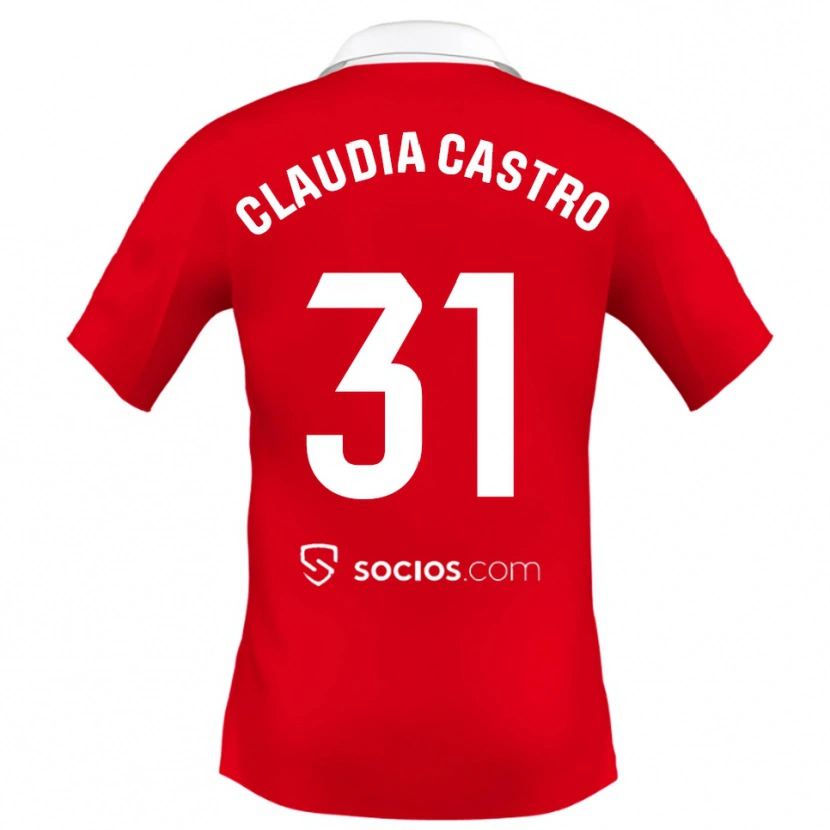 Danxen Criança Camisola Claudia Castro Romero #31 Vermelho Branco Cinza Alternativa 2025/26 Camisa