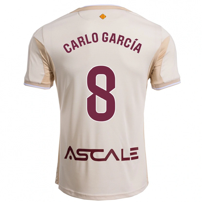 Danxen Criança Camisola Carlo García #8 Branco Sujo Borgonha Alternativa 2025/26 Camisa