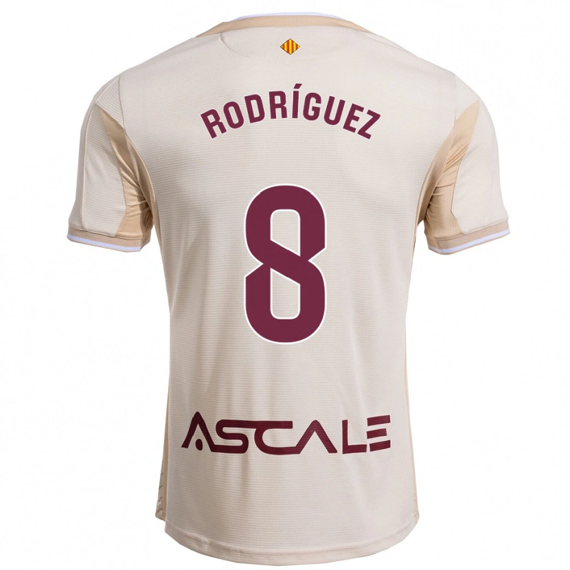 Danxen Criança Camisola Unai Rodríguez #8 Branco Sujo Borgonha Alternativa 2025/26 Camisa