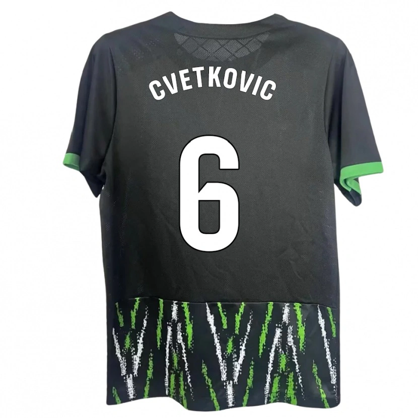 Danxen Criança Camisola Novak Cvetkovic #6 Preto Verde Alternativa 2025/26 Camisa
