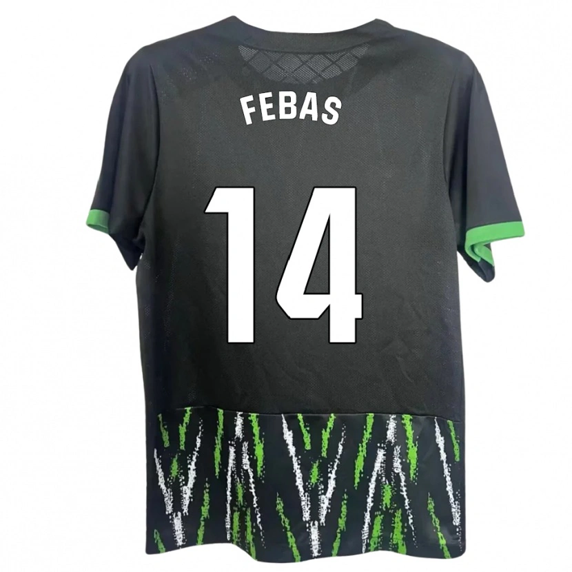 Danxen Criança Camisola Aleix Febas #14 Preto Verde Alternativa 2025/26 Camisa