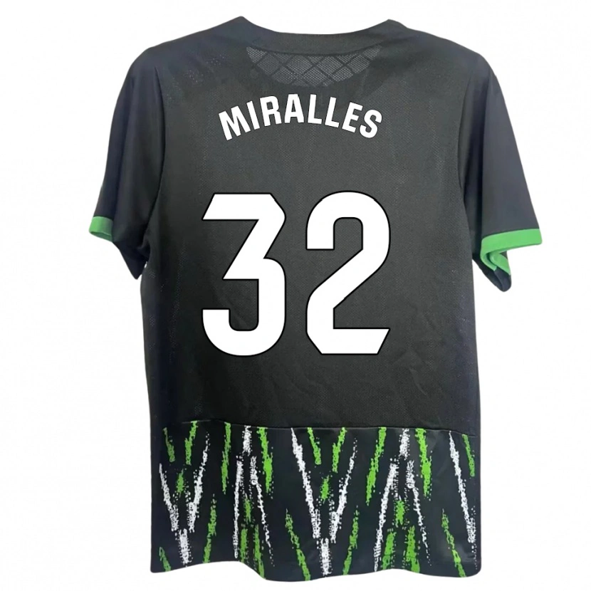 Danxen Criança Camisola Álvaro Miralles #32 Preto Verde Alternativa 2025/26 Camisa