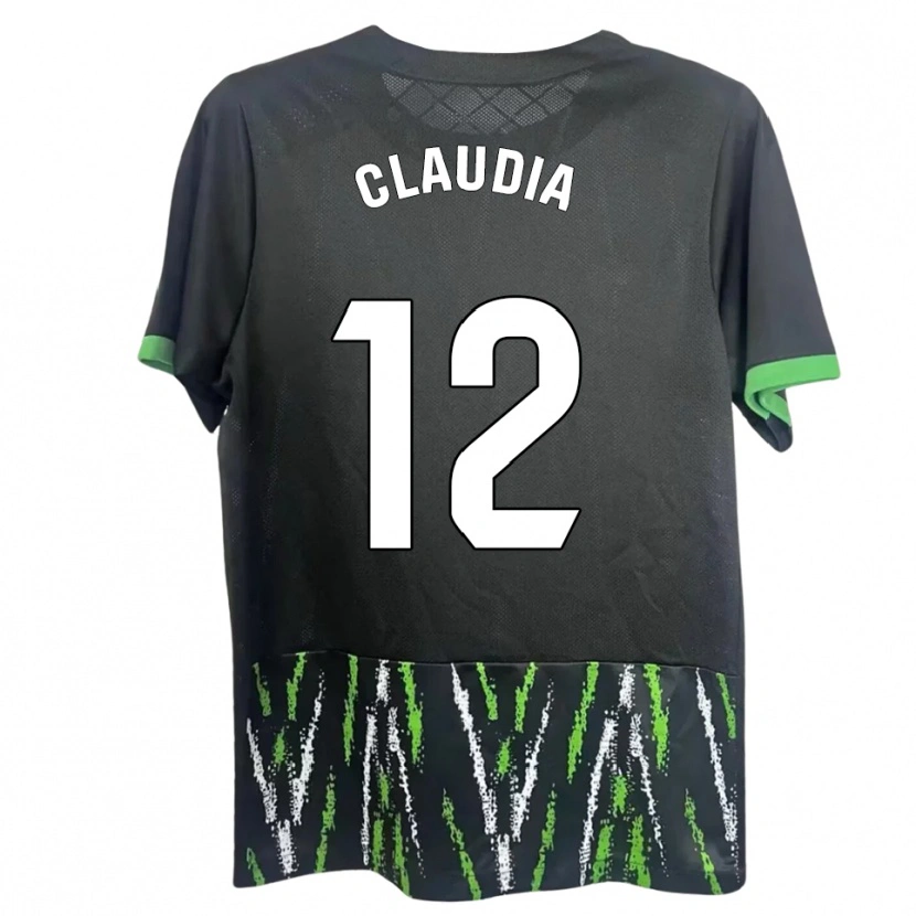 Danxen Criança Camisola Claudia Rabasco Campello #12 Preto Verde Alternativa 2025/26 Camisa