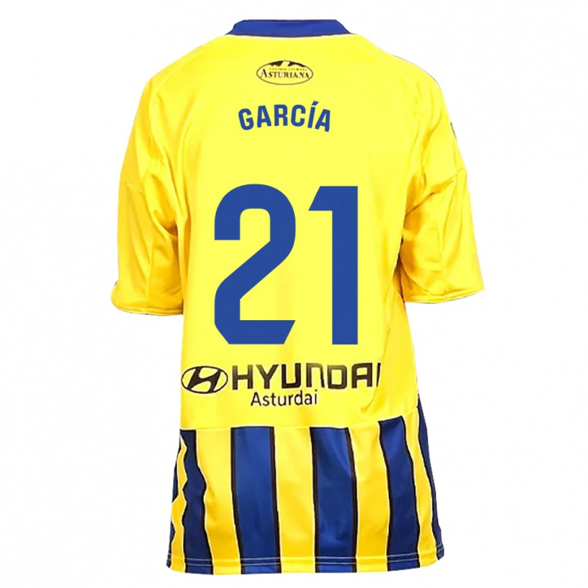 Danxen Criança Camisola Pelayo García #21 Amarelo Azul Alternativa 2025/26 Camisa