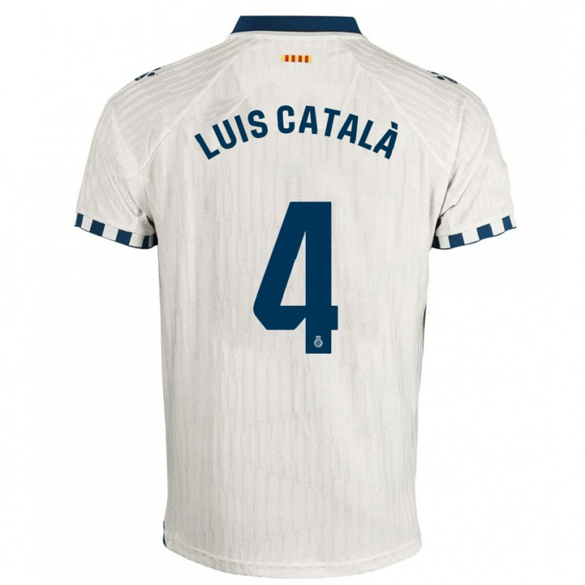 Danxen Criança Camisola José Luis Català #4 Branco Azul Alternativa 2025/26 Camisa
