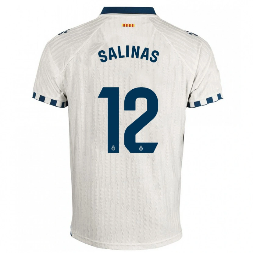 Danxen Criança Camisola José Salinas #12 Branco Azul Alternativa 2025/26 Camisa