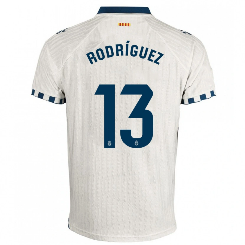 Danxen Criança Camisola Joel Rodríguez #13 Branco Azul Alternativa 2025/26 Camisa