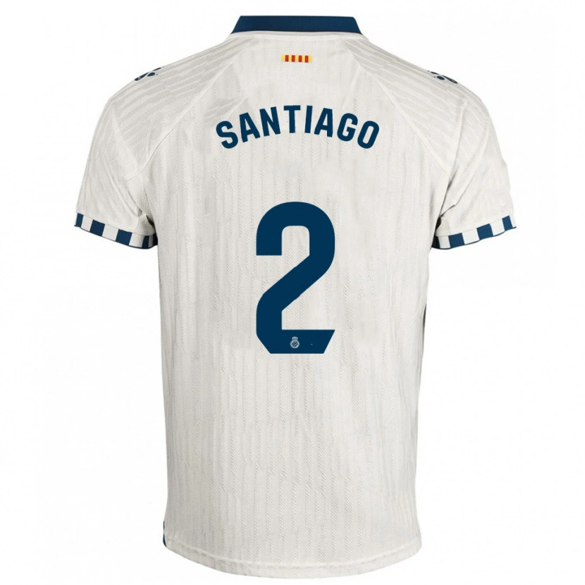 Danxen Criança Camisola David Santiago #2 Branco Azul Alternativa 2025/26 Camisa