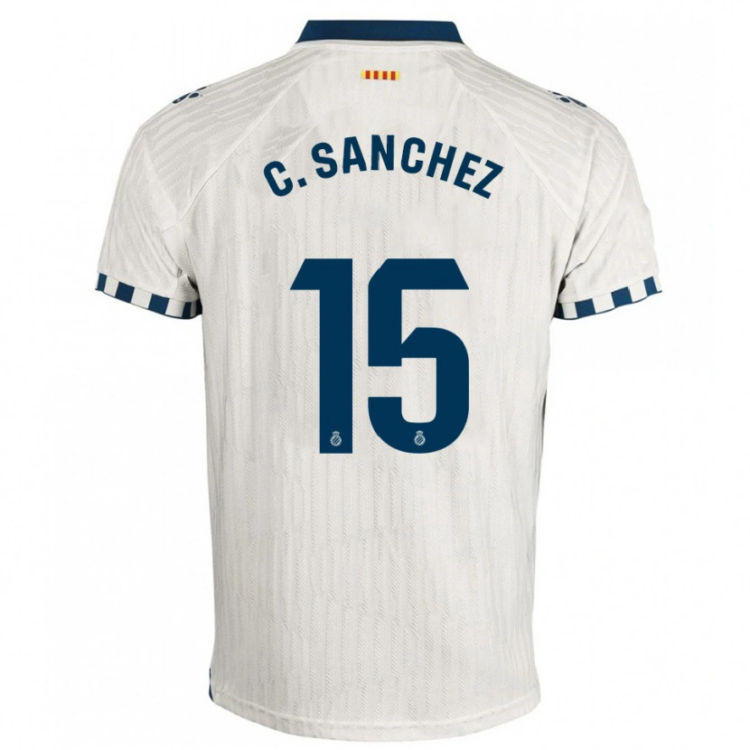 Danxen Criança Camisola Carlos Sánchez #15 Branco Azul Alternativa 2025/26 Camisa