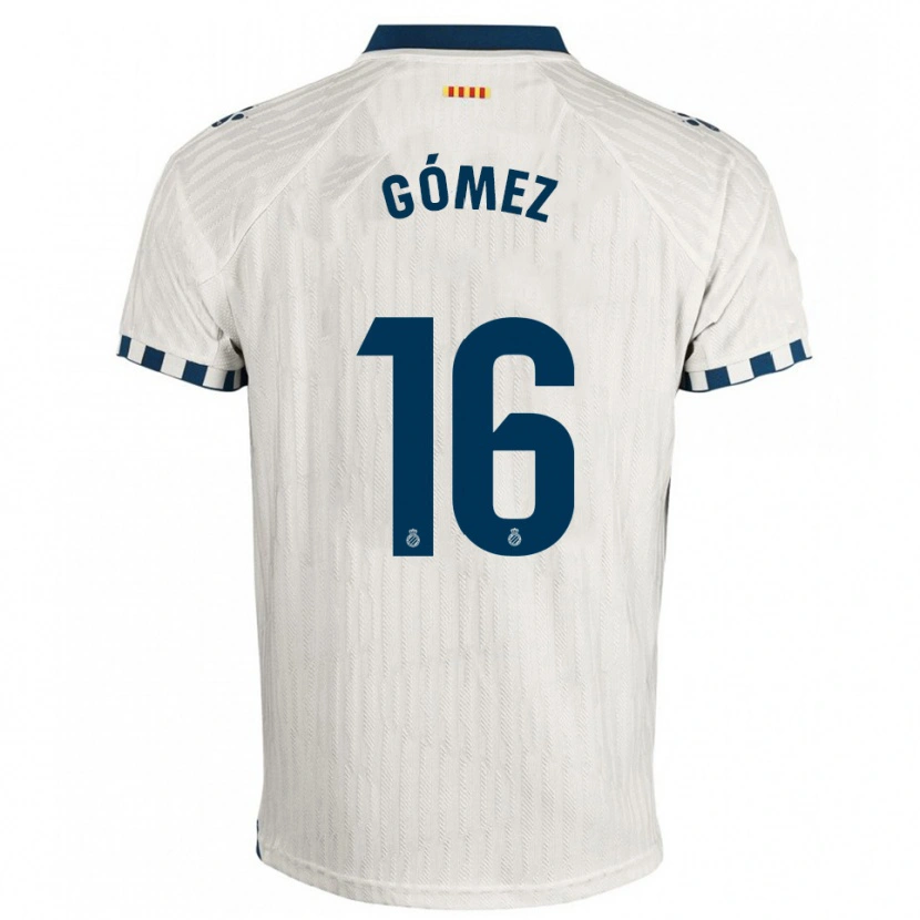 Danxen Criança Camisola Ferran Gómez #16 Branco Azul Alternativa 2025/26 Camisa