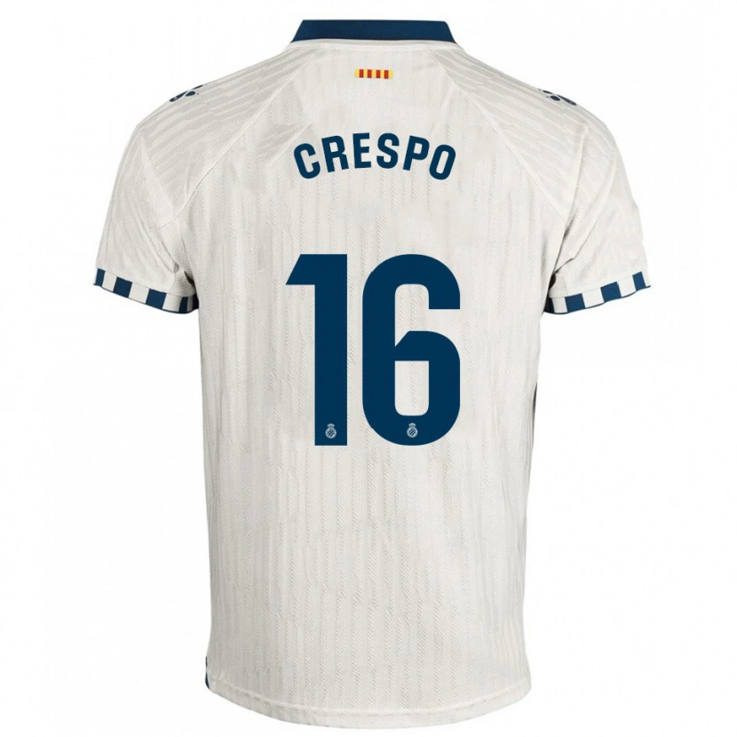 Danxen Criança Camisola Hugo Crespo #16 Branco Azul Alternativa 2025/26 Camisa