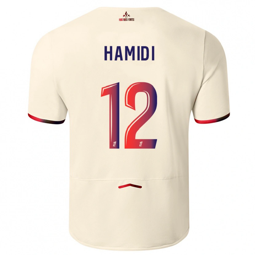 Danxen Criança Camisola Kamel Hamidi #12 Branco Sujo Vermelho Alternativa 2025/26 Camisa