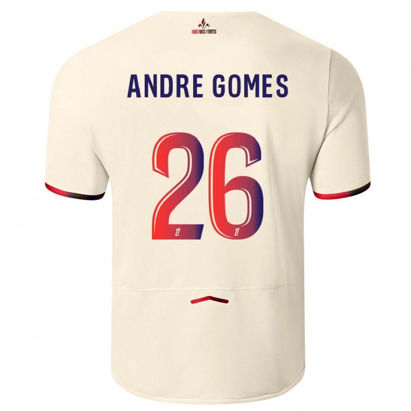 Danxen Criança Camisola André Gomes #26 Branco Sujo Vermelho Alternativa 2025/26 Camisa