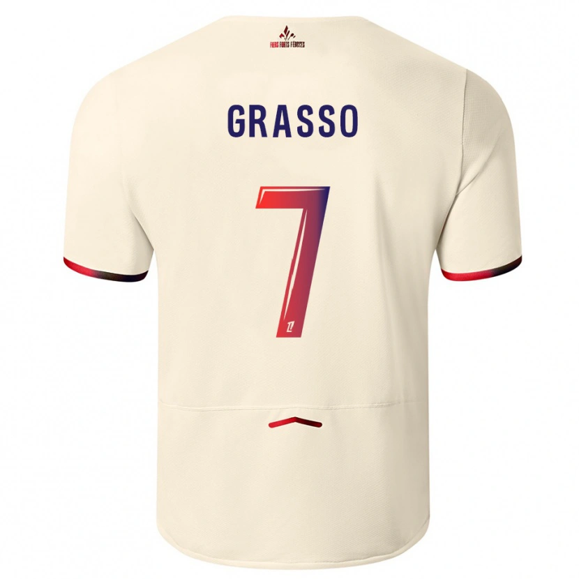 Danxen Criança Camisola Enzo Grasso #7 Branco Sujo Vermelho Alternativa 2025/26 Camisa