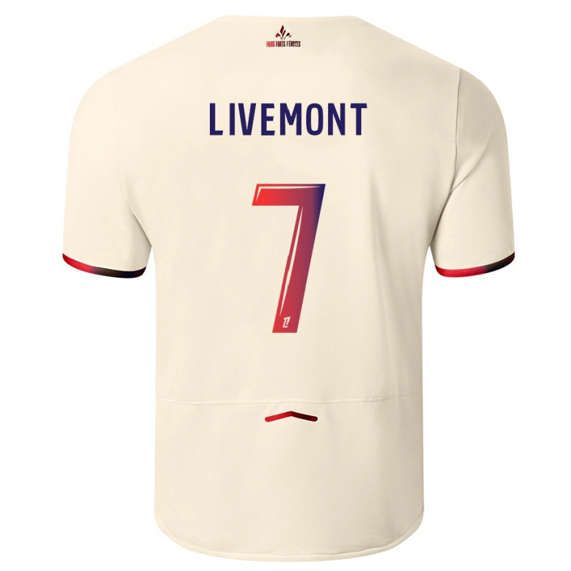 Danxen Criança Camisola Antoine Livemont #7 Branco Sujo Vermelho Alternativa 2025/26 Camisa