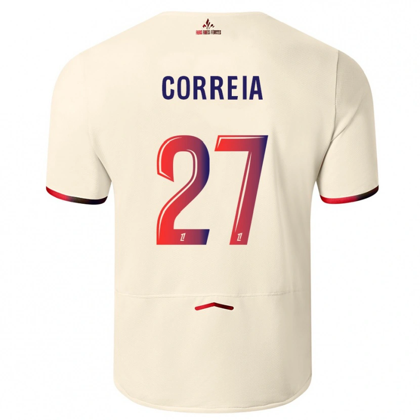 Danxen Criança Camisola Félix Correia #27 Branco Sujo Vermelho Alternativa 2025/26 Camisa