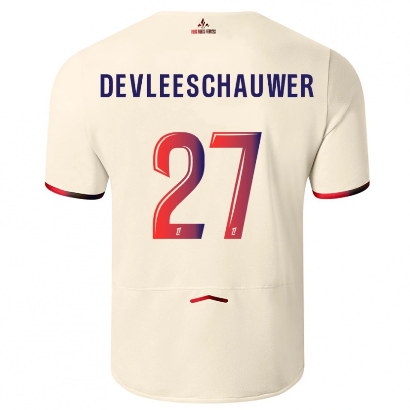 Danxen Criança Camisola Gwenaëlle Devleeschauwer #27 Branco Sujo Vermelho Alternativa 2025/26 Camisa