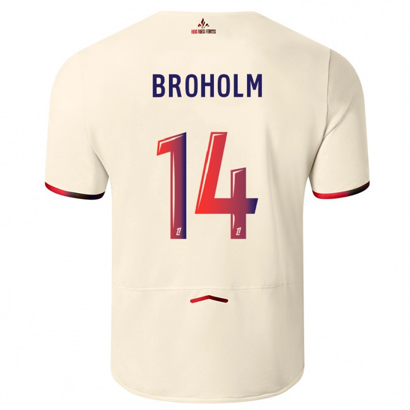 Danxen Criança Camisola Marius Broholm #14 Branco Sujo Vermelho Alternativa 2025/26 Camisa