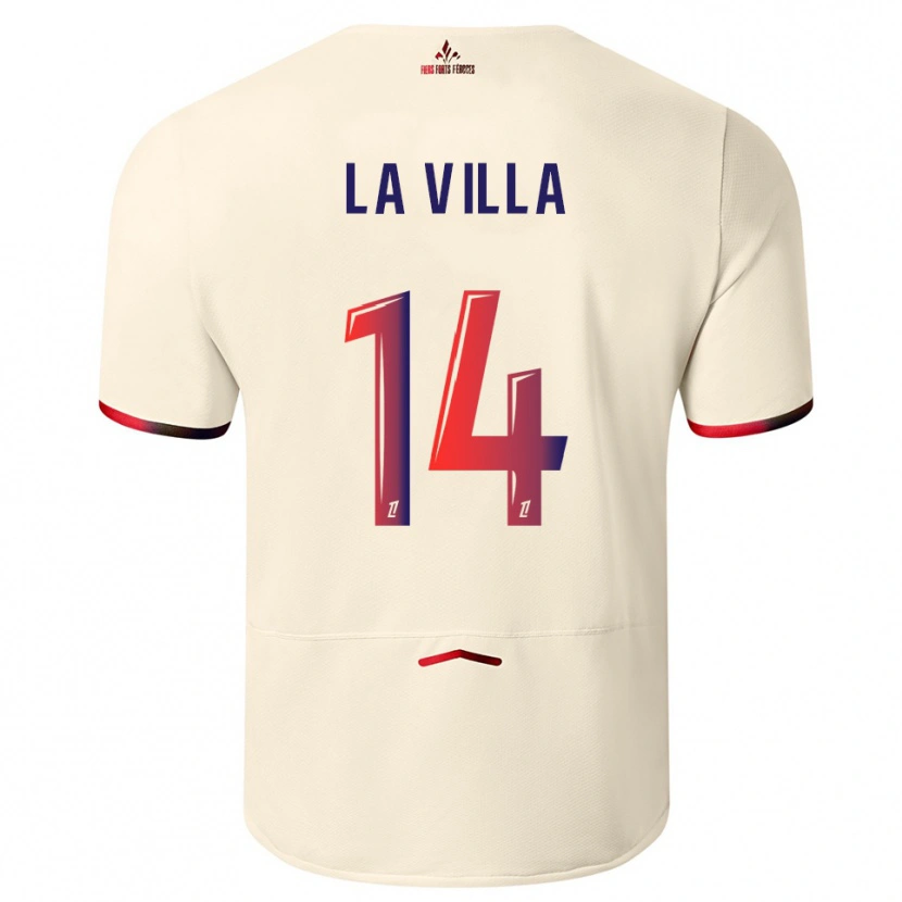 Danxen Criança Camisola Caroline La Villa #14 Branco Sujo Vermelho Alternativa 2025/26 Camisa