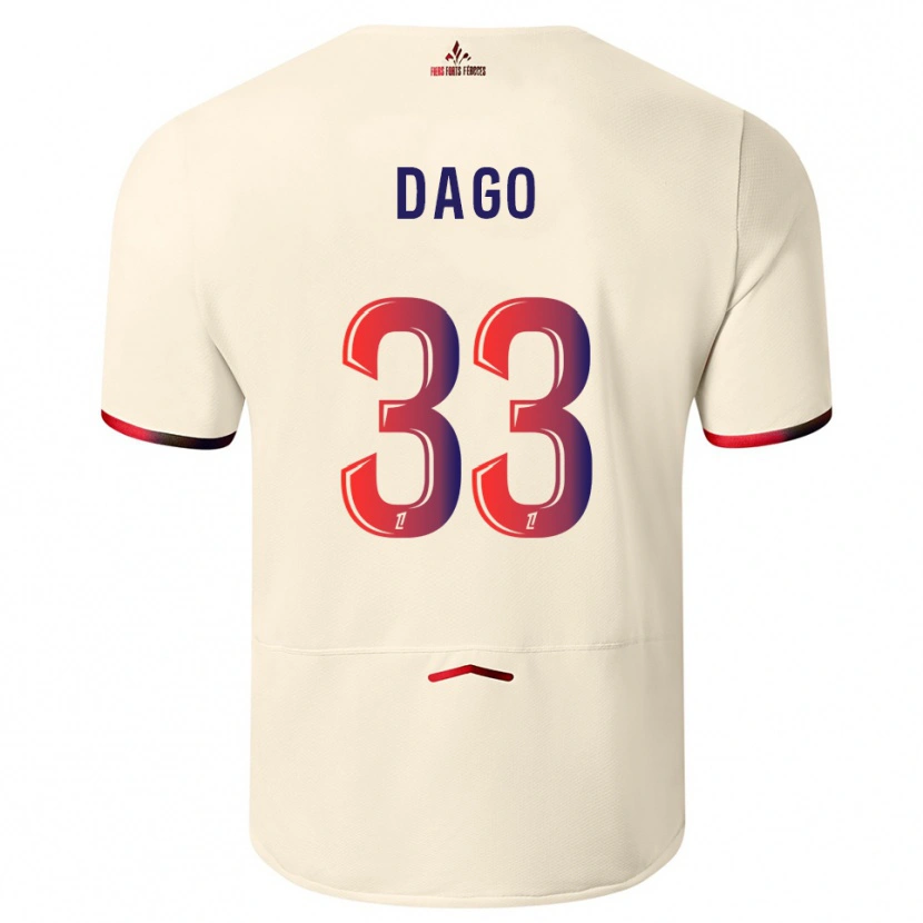 Danxen Criança Camisola Trévis Dago #33 Branco Sujo Vermelho Alternativa 2025/26 Camisa